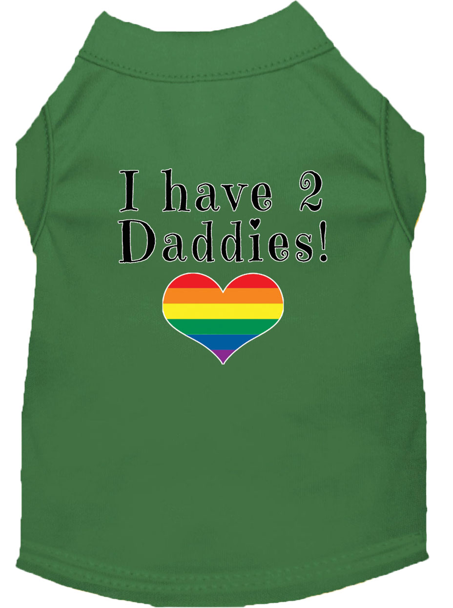 I have 2 Daddies Screen Print Dog Shirt Green Lg